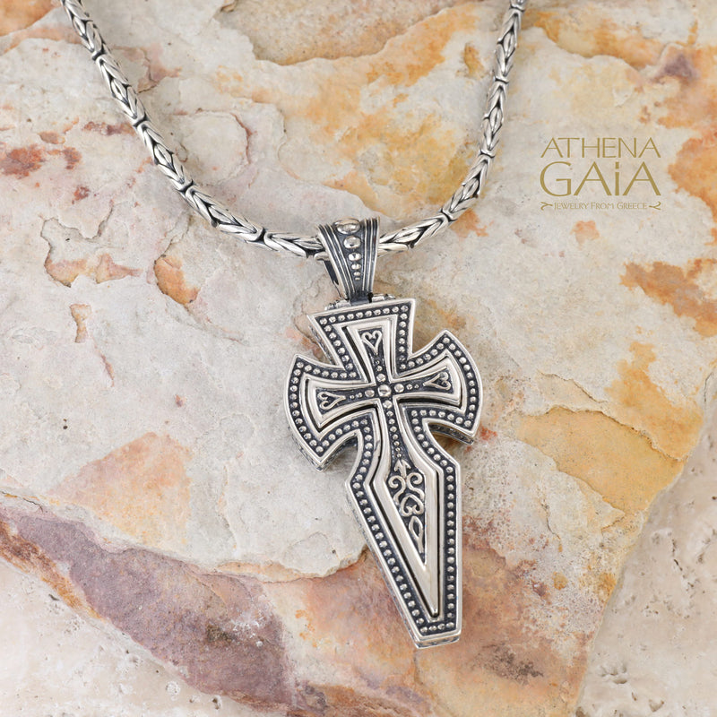 Medieval Latin Cross - Sterling Silver - Cross Necklace