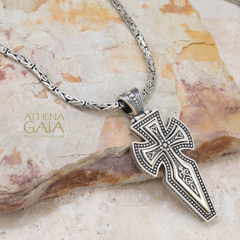 Medieval Latin Cross - Sterling Silver - Cross Necklace