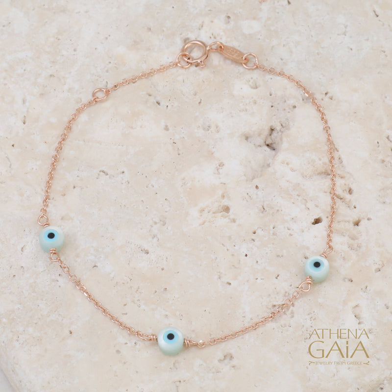 Naked Eyes Bracelet - 14k Rose Gold - Evil Eye Bracelet (In-Stock)
