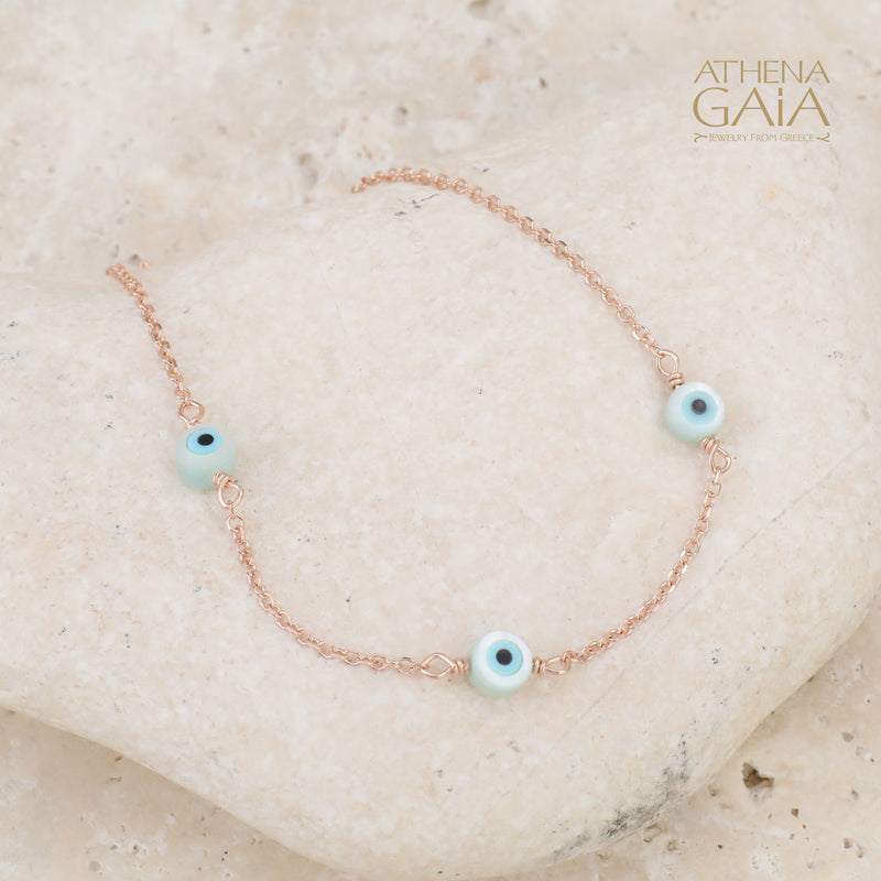 Naked Eyes Bracelet - 14k Rose Gold - Evil Eye Bracelet (In-Stock)
