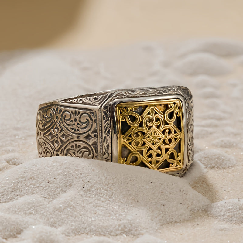 Garden Gates Monastiraki Ring - 18k Gold & Sterling Silver Ring - Club Ring