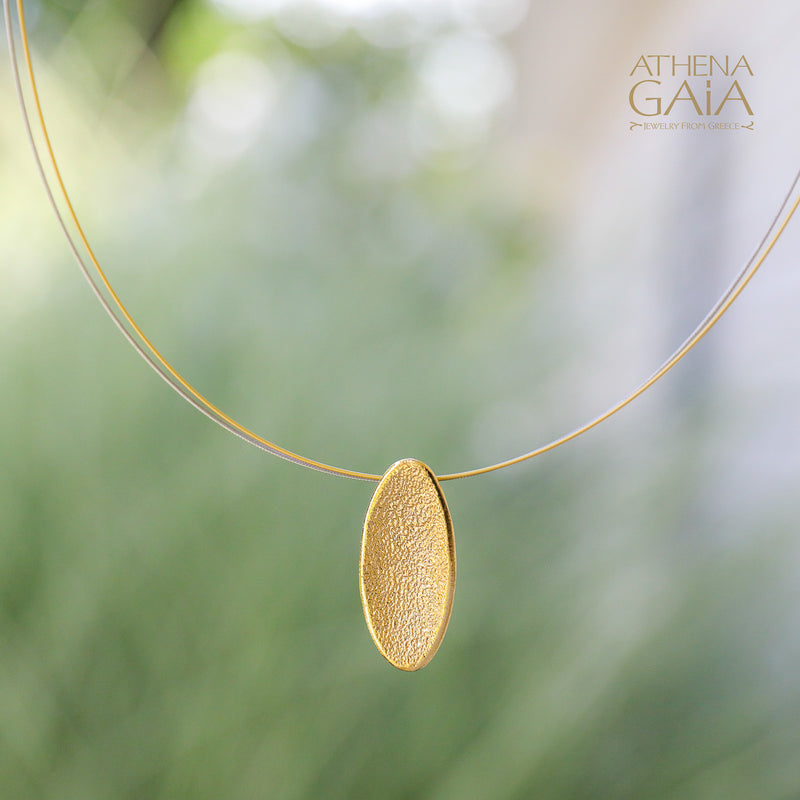 Desert Dune Pendant Necklace (Small) - Gold Plated Sterling Silver Necklace