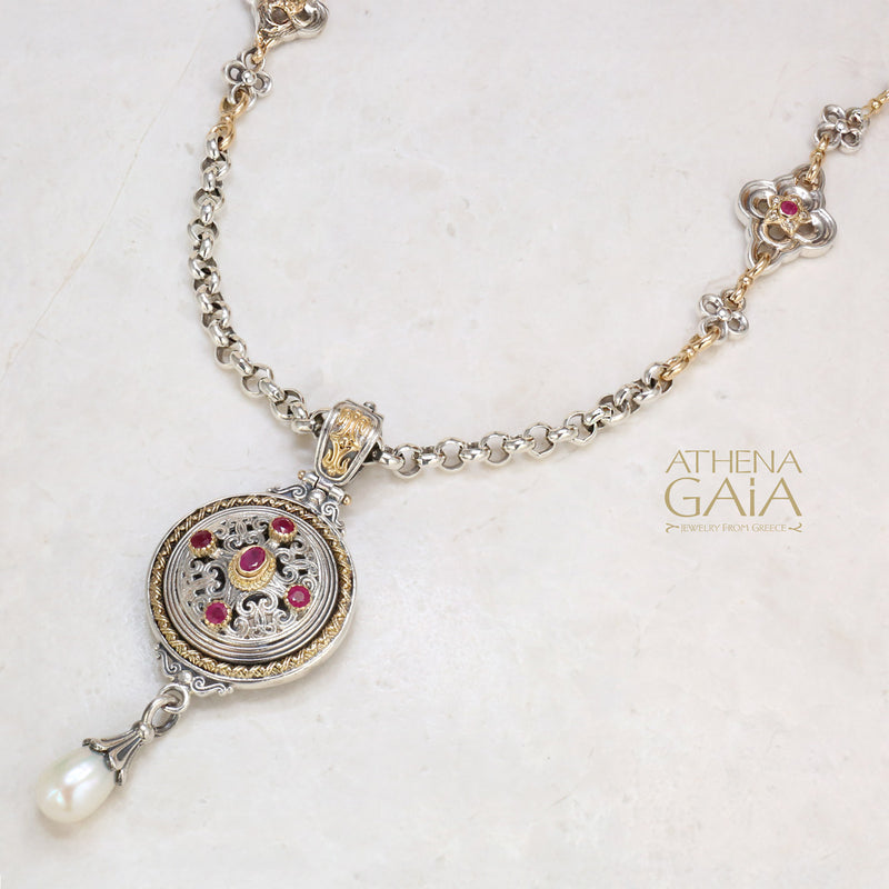 Gold Flower Diamond Accent Sterling Silver Chain - Wrap Chain