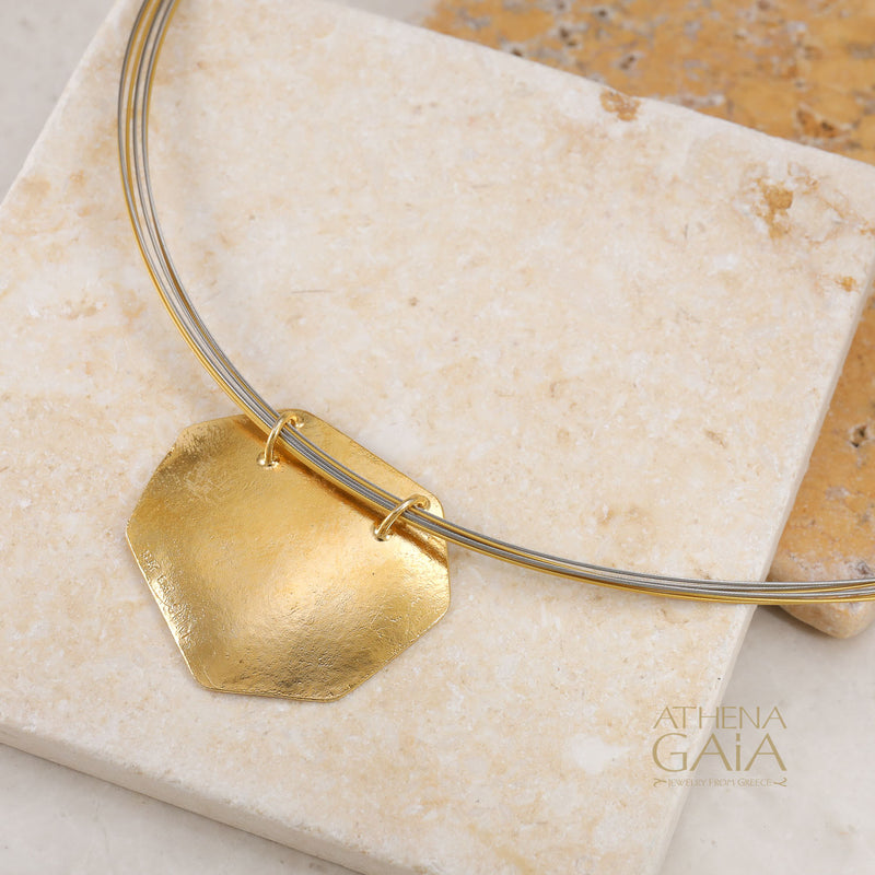 Desert Grain Pendant Necklace (Large) - Gold Plated Sterling Silver Necklace