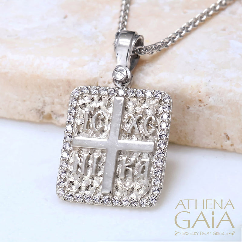 ICXC NIKA Cross - Sterling Silver - Tablet Konstantinata