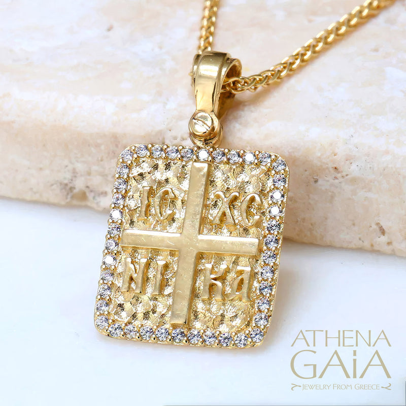ICXC NIKA Cross - 14k Gold - Tablet Konstantinata