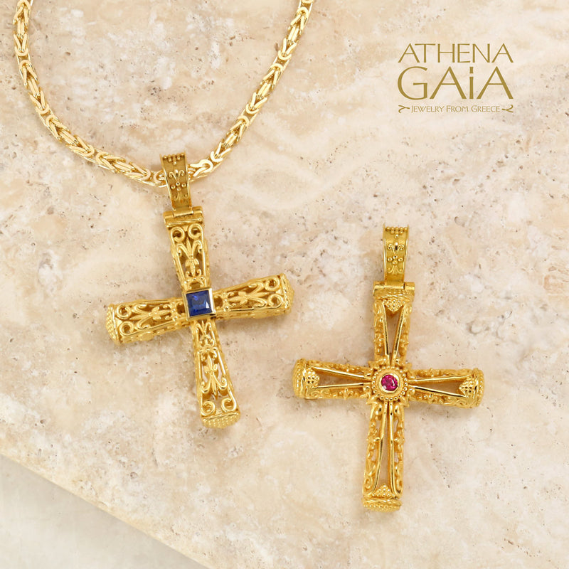 Filigree Orthodox Cross (Large) - 18k Gold - Byzantine Cross
