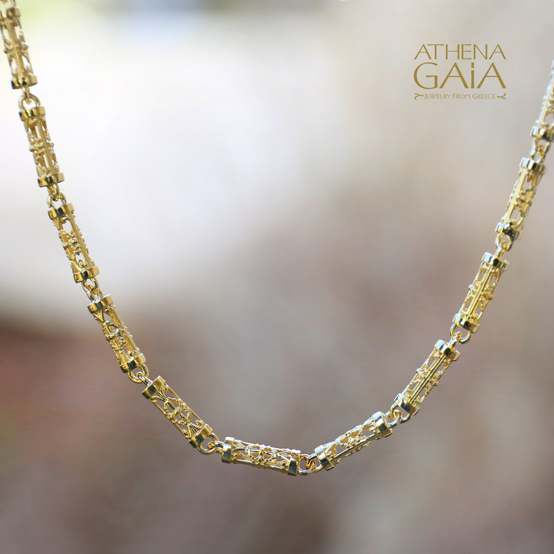 Byzantine Embroidery River Necklace - 18k Gold Necklace