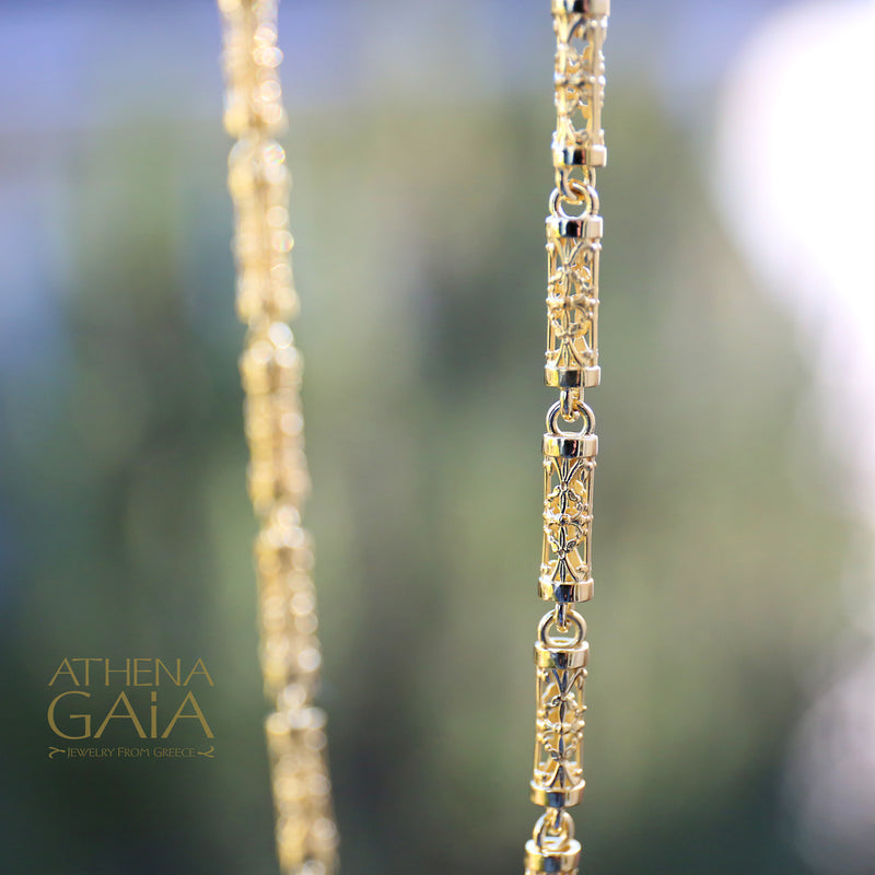 Byzantine Embroidery River Necklace - 18k Gold Necklace