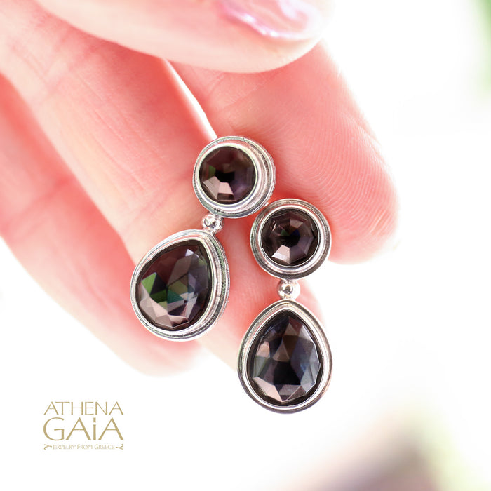 Pop Rocks Double Stone Drop Earrings - Sterling Silver Earrings