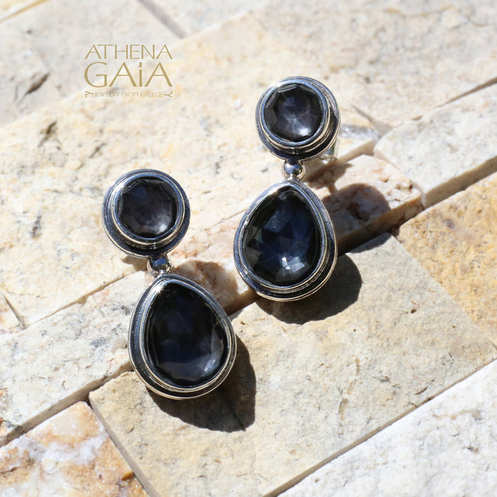 Pop Rocks Double Stone Drop Earrings - Sterling Silver Earrings