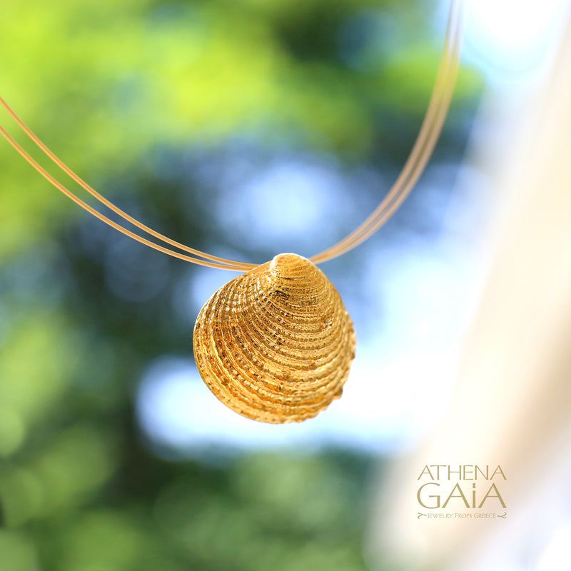 Clam Shell Necklace - Gold Plated Sterling Silver Necklace