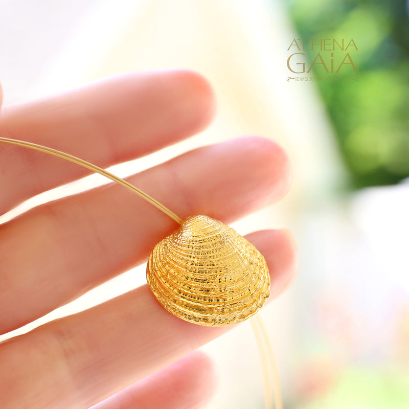 Clam Shell Necklace - Gold Plated Sterling Silver Necklace