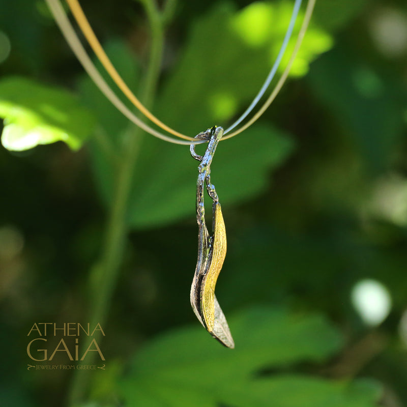 Dual Leaf Necklace - Gold Plated Sterling Silver Necklace