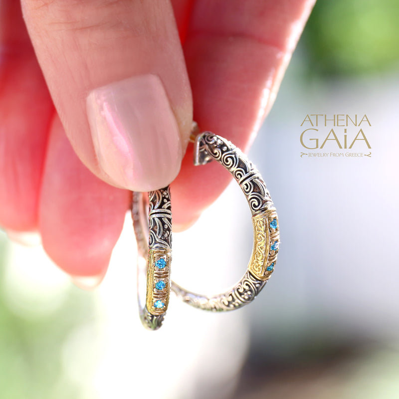 Meadow Breeze Pave Accent Earrings - 18k Gold & Sterling Silver - Hoop Earrings