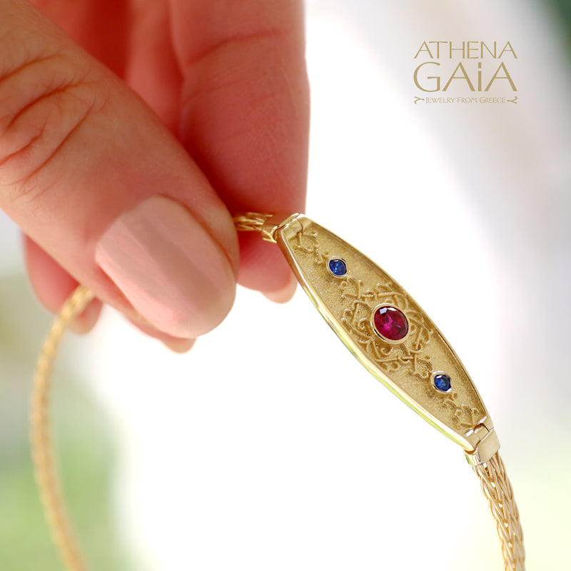 Floral Byzantine Strap Bracelet - 14k Gold Bracelet