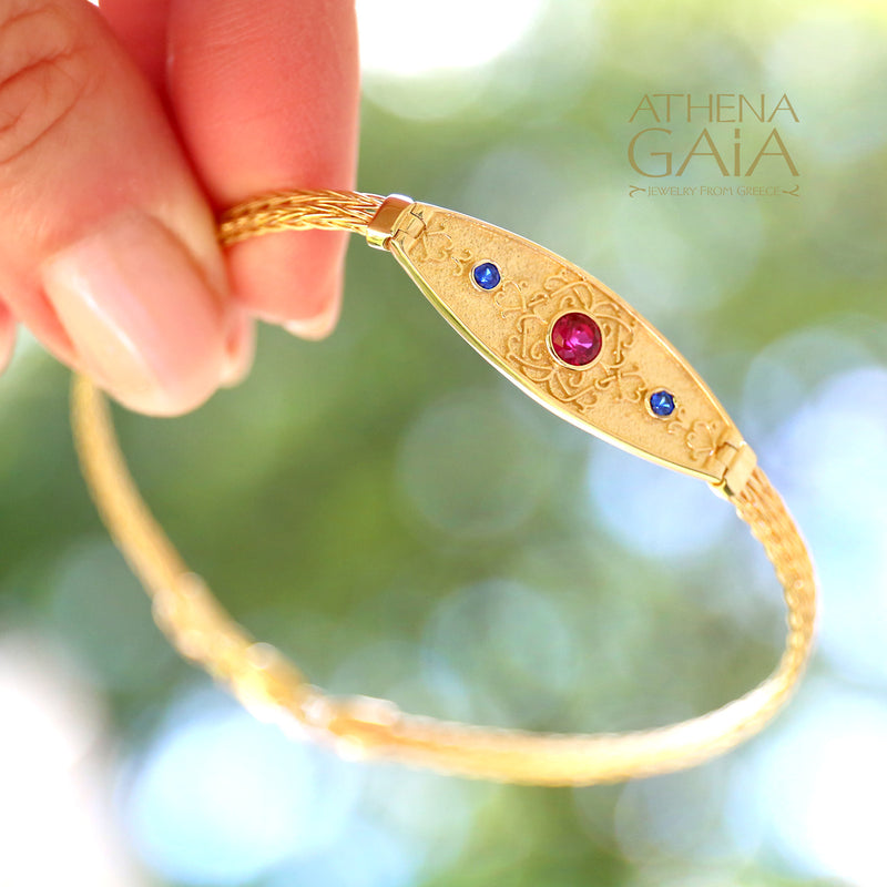 Floral Byzantine Strap Bracelet - 14k Gold Bracelet