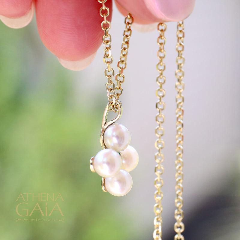 Pearl Eastern Cross Necklace - 14k Gold - Greek Cross