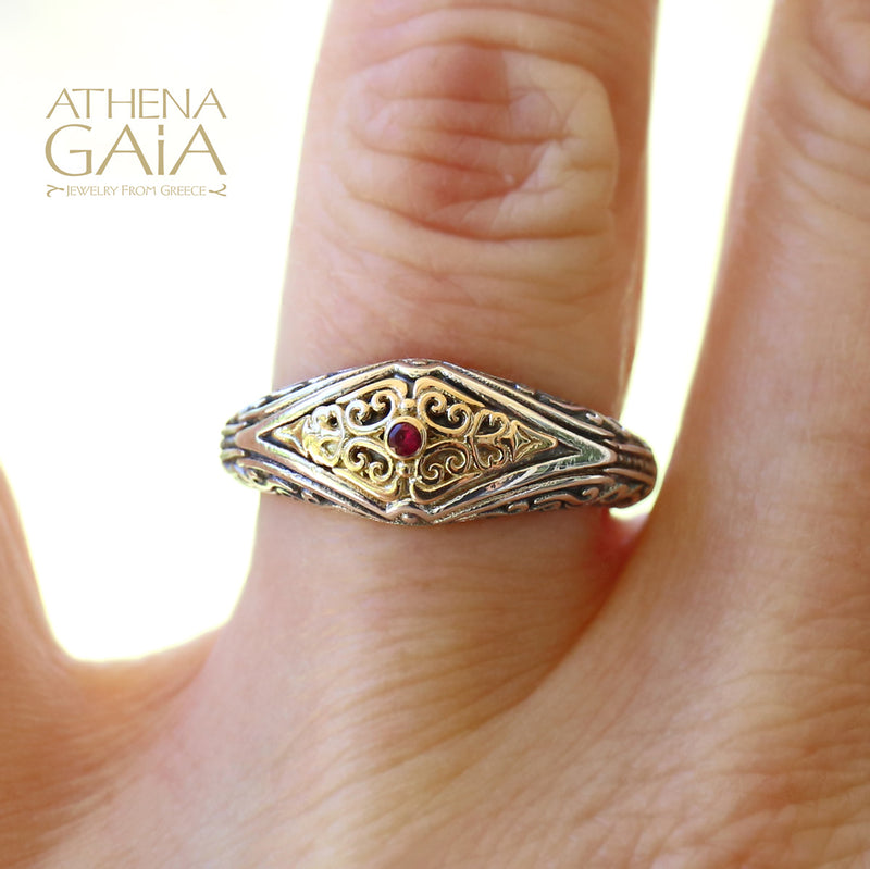 Notus Band Ring - 18k Gold & Sterling Silver Ring - Stackable Ring