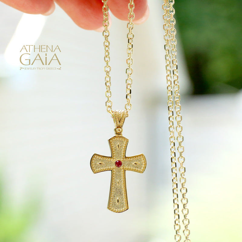 Beaded Western Maltese Cross - 14k Gold - Orthodox Cross