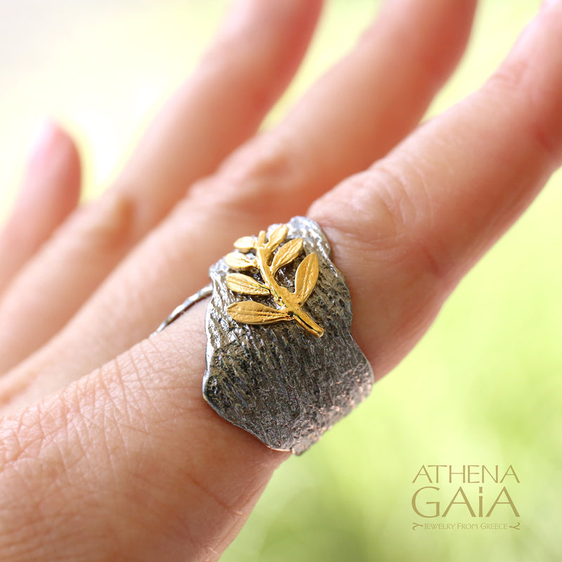 Champion Olive Branch Wrap Ring - 14k Gold & Sterling Silver Ring