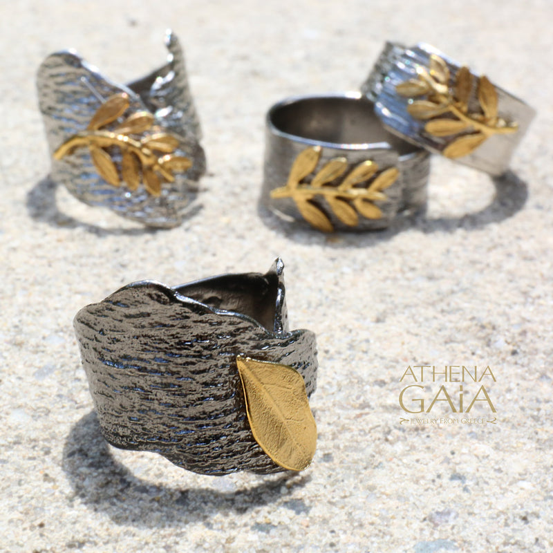 Champion Single Leaf Wrap Ring - 14k Gold & Sterling Silver Ring