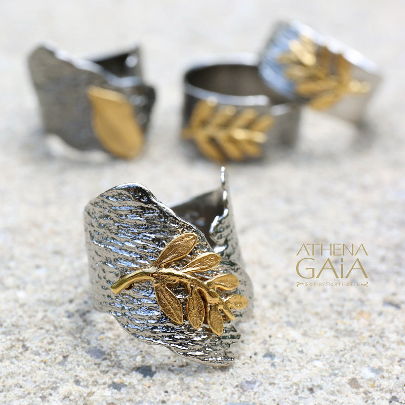 Champion Olive Branch Wrap Ring - 14k Gold & Sterling Silver (In-Stock)