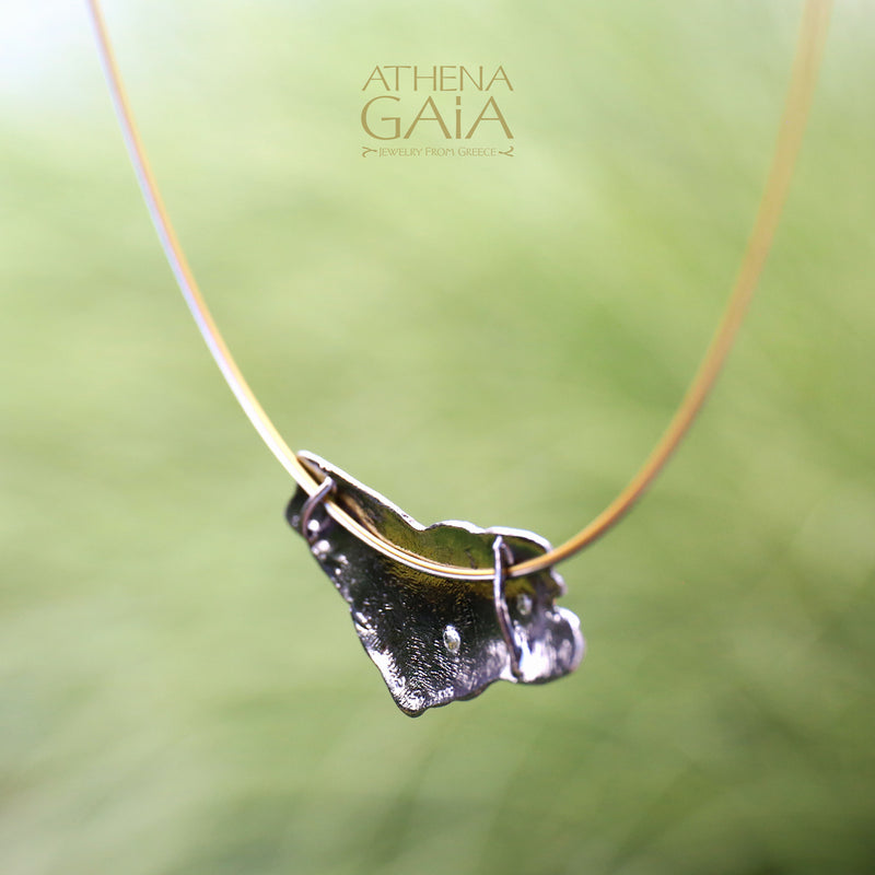 Champion Single Olive Leaf Wide Necklace 14k Gold & Sterling Silver Necklace