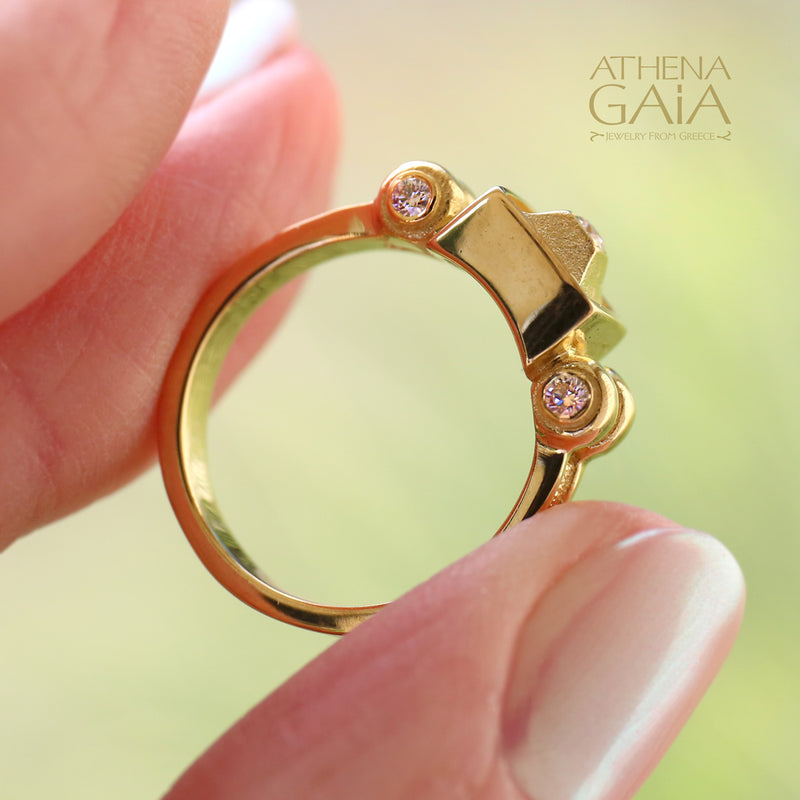 Shadow and Light Ring - 18k Gold Ring - Cocktail Ring