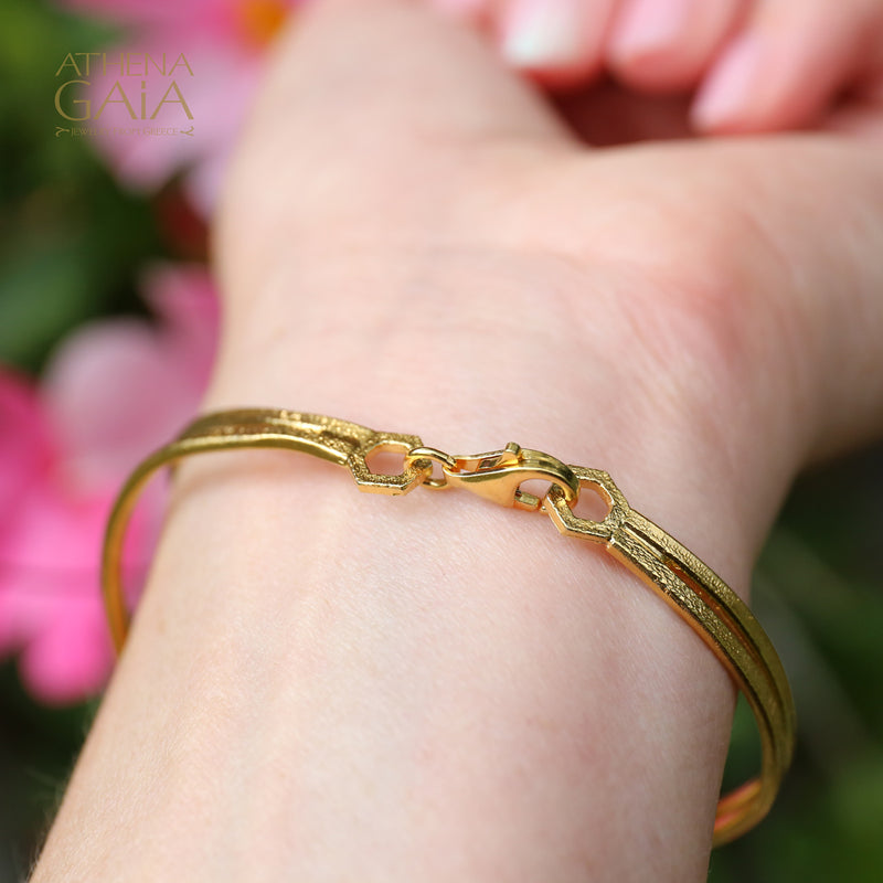 Basilissa Organic Honeycomb Bee Bracelet - Gold Plated Sterling Silver