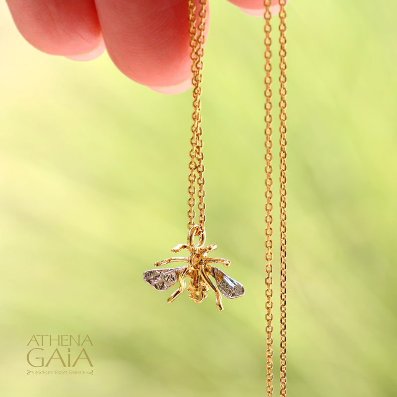 Sweet Honey Bee Necklace (Small) - Gold Plated Sterling Silver Necklace