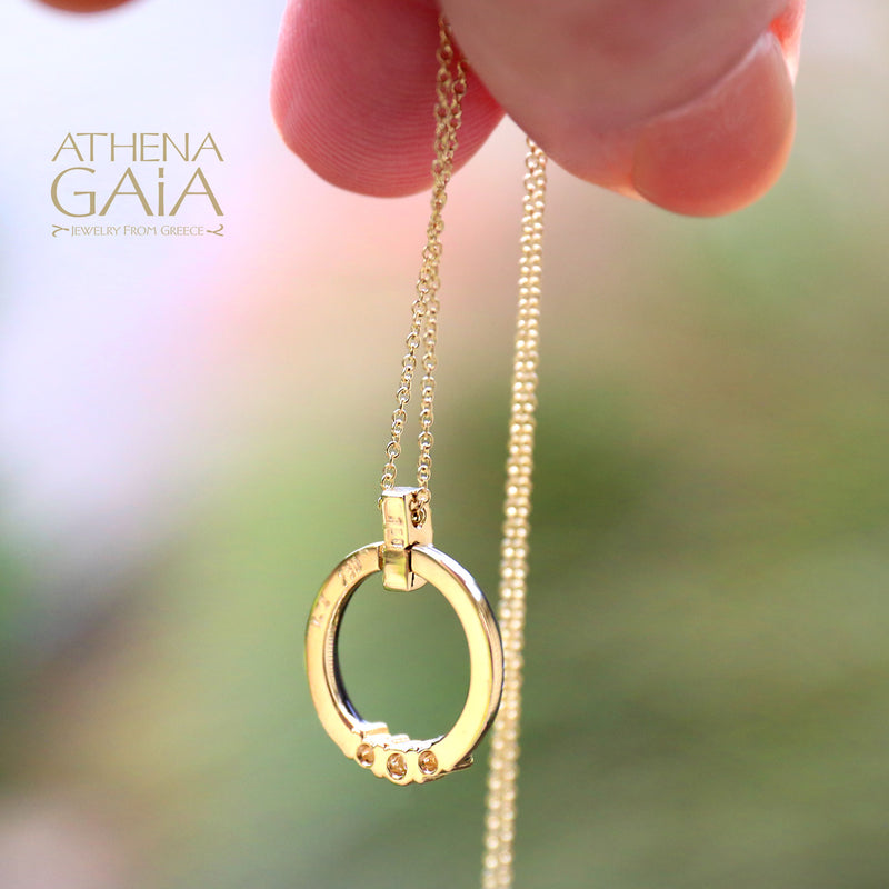 Enamel Ring Pendant Necklace - 14k Gold Necklace