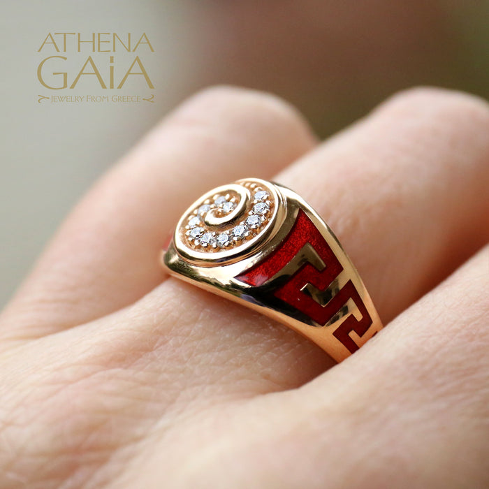 Eternal Greek Key & Spira Tapered Band Ring