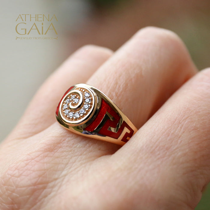 Eternal Greek Key & Spira Tapered Band Ring