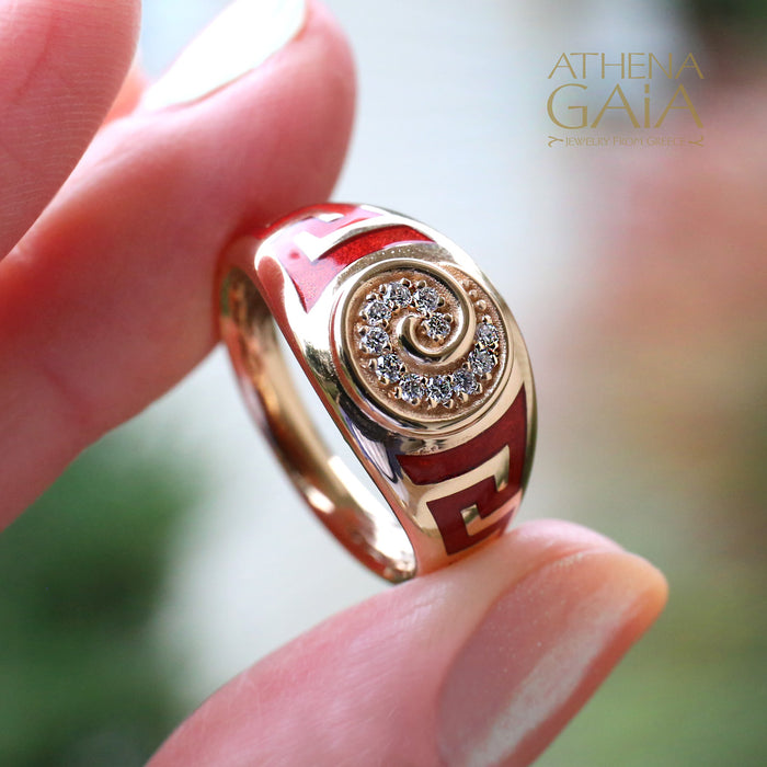 Eternal Greek Key & Spira Tapered Band Ring