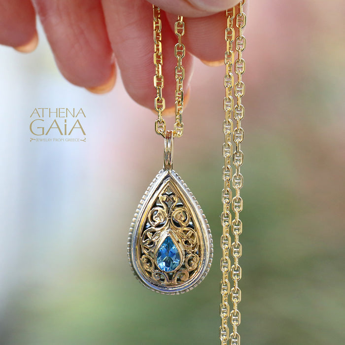 Garden Shadows Teardrop Gemstone Pendant