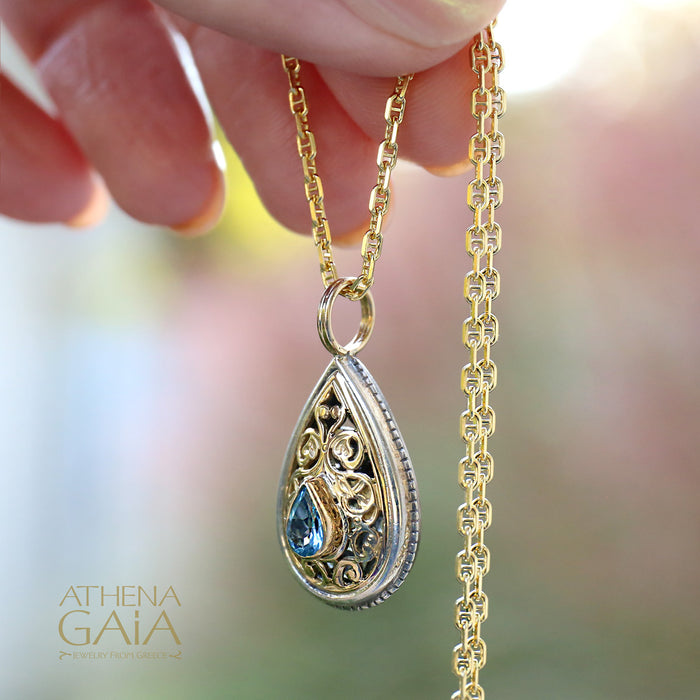 Garden Shadows Teardrop Gemstone Pendant