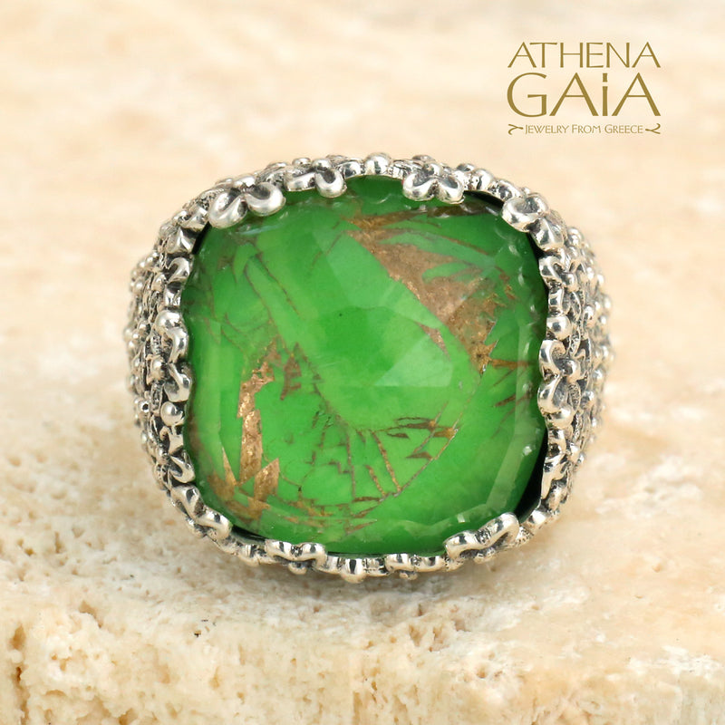 Pop Rocks Wild Flower Anthemis Soft Square Ring - Sterling Silver Ring - Cocktail Ring