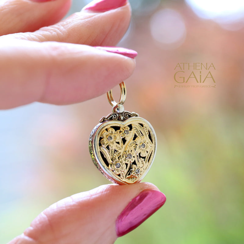 Meadow Shadows Diamond Heart Pendant - 18k Gold & Sterling Silver Pendant