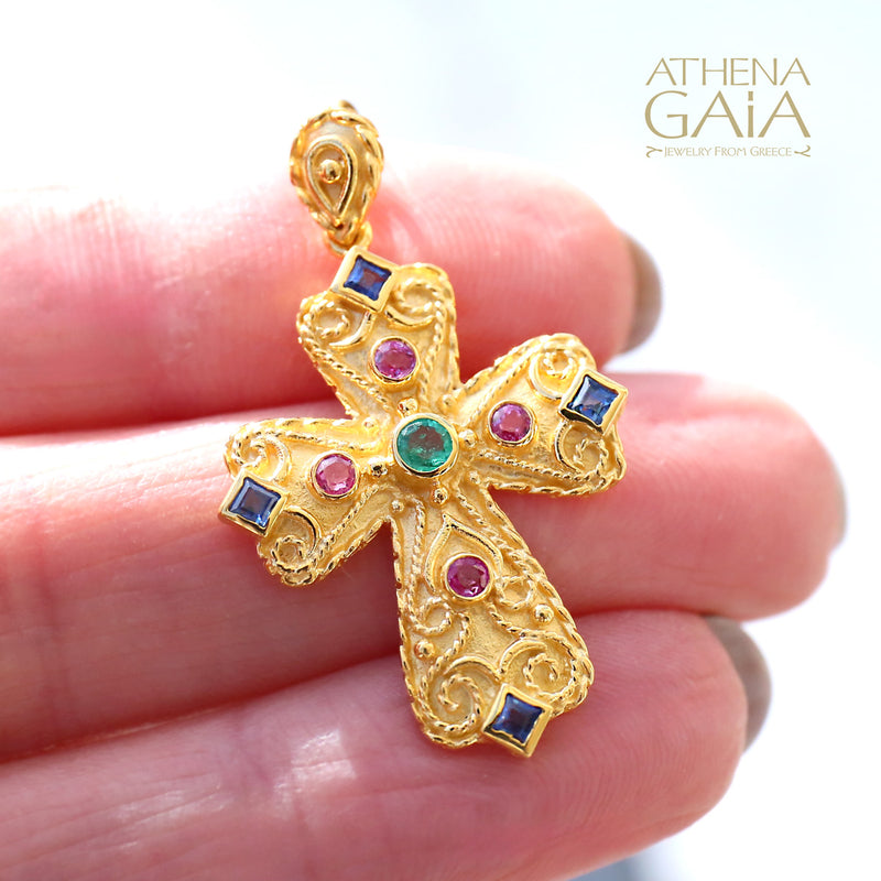 Regal Mia Prosopa Cross (Small) - 18k Gold - Flared Byzantine Cross