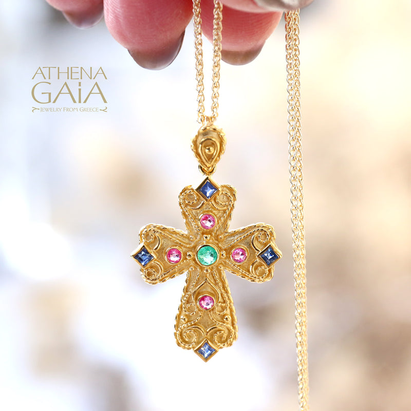 Regal Mia Prosopa Cross (Small) - 18k Gold - Flared Byzantine Cross