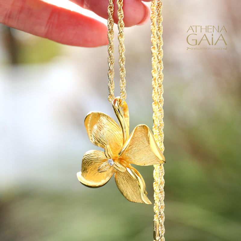 Golden Peonies Brooch/Pendant - 18k Gold Pendant