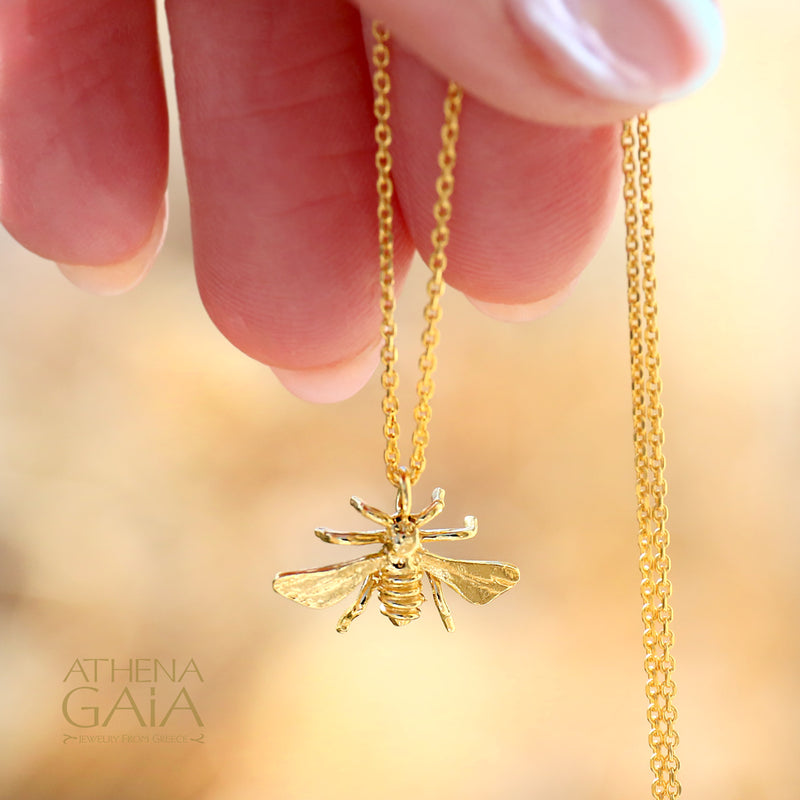 Sweet Honey Bee Necklace (Small) - Gold Plated Sterling Silver Necklace