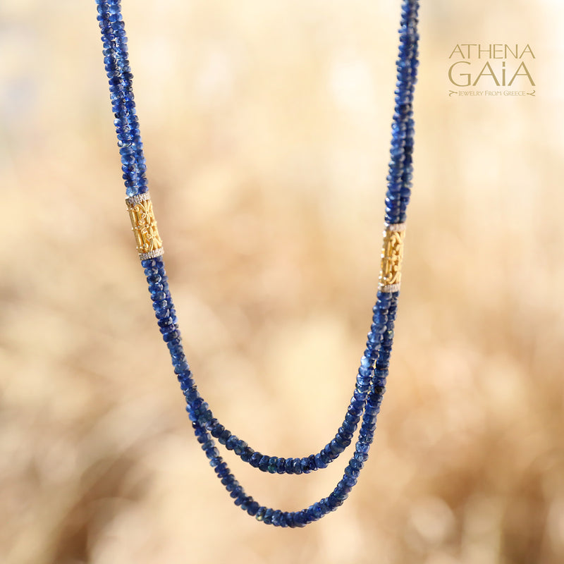 Byzantine Embroidery Double River Necklace - 18k Gold Necklace