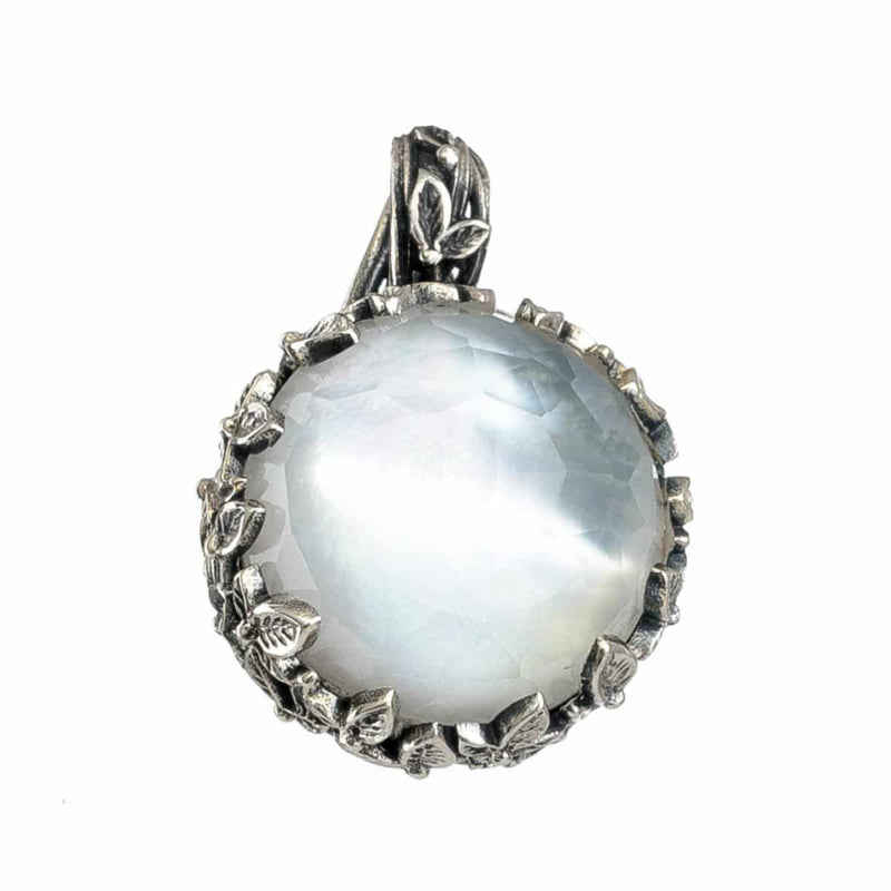 Pop Rocks (Large) Ivy Bezel Round Pendant - Sterling Silver Pendant