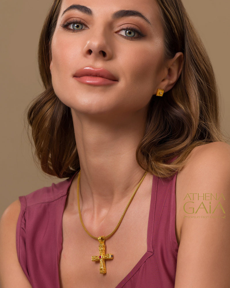 Shadow and Light Post Earrings - 18k Gold Earrings