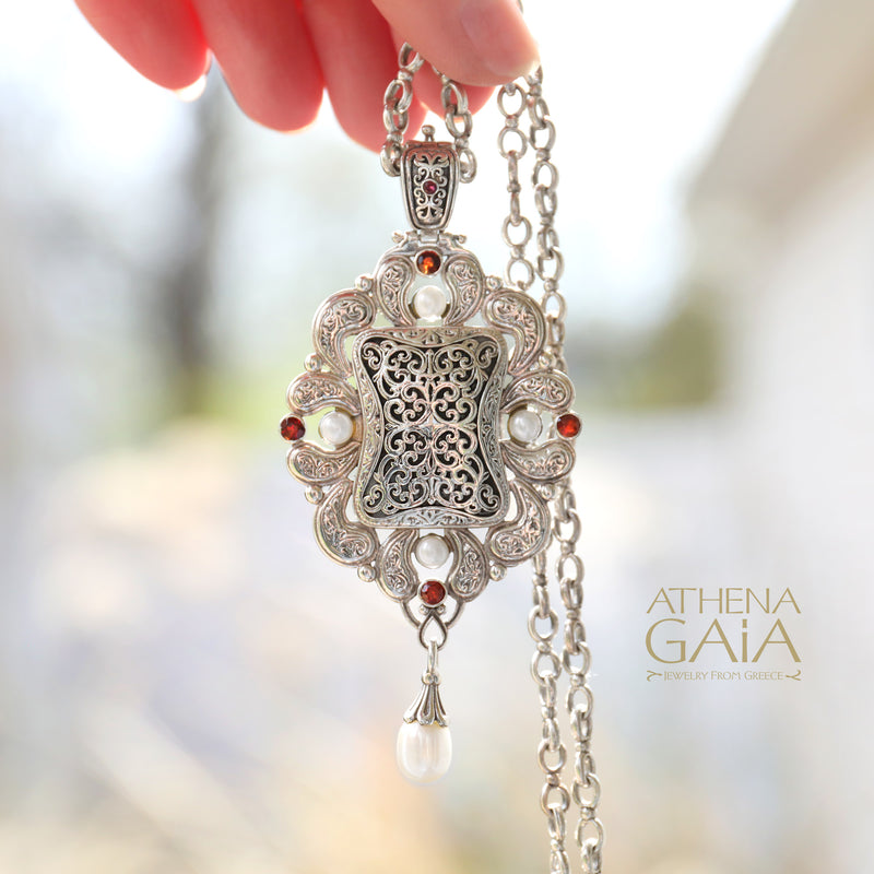 Mediterranean Secret Silver Locket Pendant - Sterling Silver Pendant