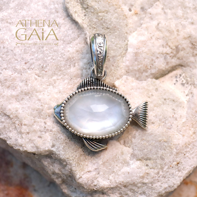 Pop Rocks Ichthus Fish Pendant - Sterling Silver Pendant