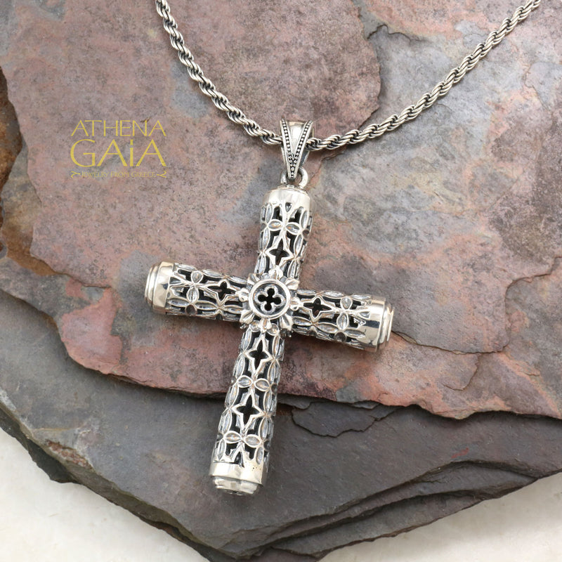 Open Fleur Latin Cross - Sterling Silver- Orthodox Cross