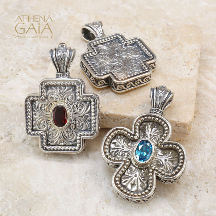 Expanding Greek Cross - Sterling Silver - Orthodox Cross Necklace